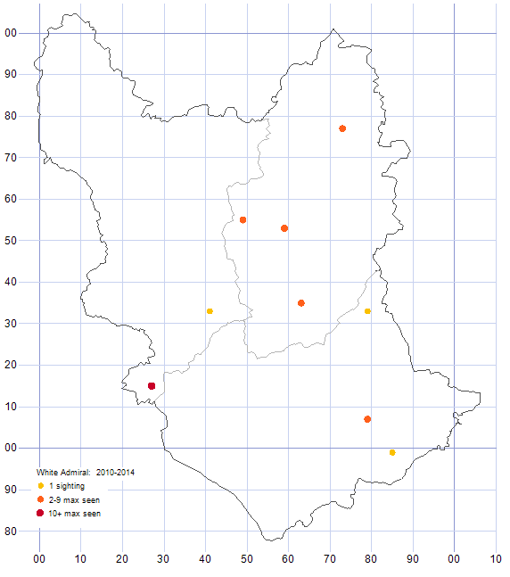 White Admiral distribution map 2010-14